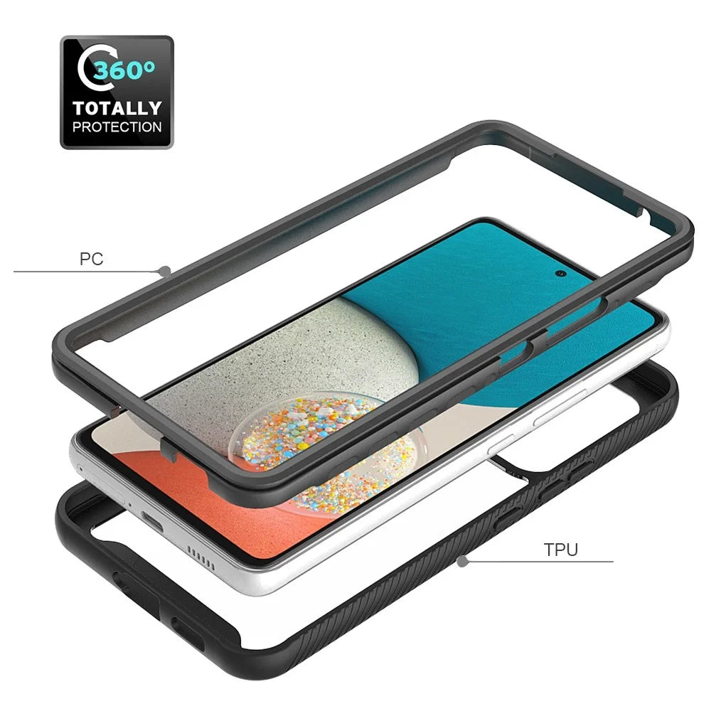 For Samsung Galaxy A53 5G TPU Frame PC + Acrylic Back Case Hybrid Phone Cover - Black - 5