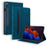 For Samsung Galaxy Tab S10 Ultra / S9 Ultra / S8 Ultra PU Leather Tablet Case Foldable Stand Wallet Shockproof Shell with Pencil Holder - Blue - 1