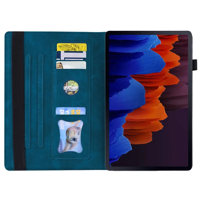 For Samsung Galaxy Tab S10 Ultra / S9 Ultra / S8 Ultra PU Leather Tablet Case Foldable Stand Wallet Shockproof Shell with Pencil Holder - Blue - 3