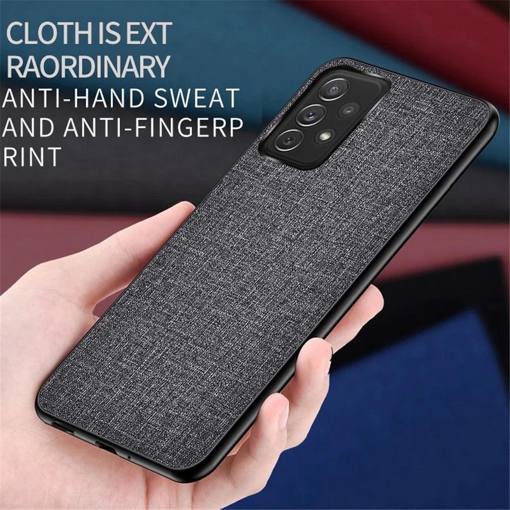 For Samsung Galaxy A53 5G Light Slim Splicing Cloth Texture PU Leather Coating Hybrid TPU + PC Mobile Phone Case - Grey - 2