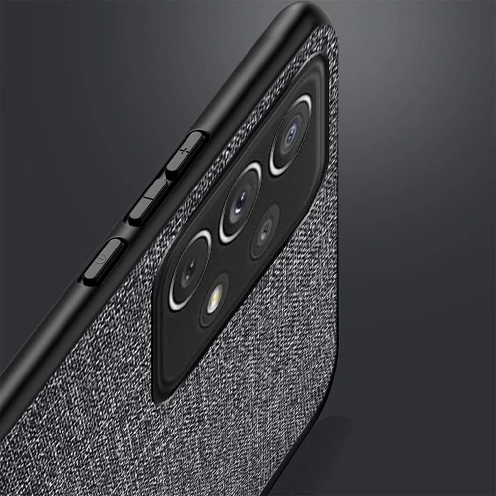 For Samsung Galaxy A53 5G Light Slim Splicing Cloth Texture PU Leather Coating Hybrid TPU + PC Mobile Phone Case - Grey - 3