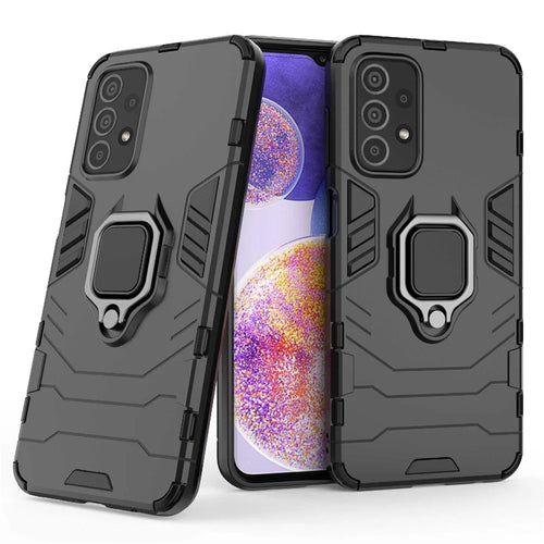Ring Kickstand Phone Case for Samsung Galaxy A23 4G / 5G (Global Version), Soft TPU + Hard PC Anti-drop Protective Cover - Black - 1