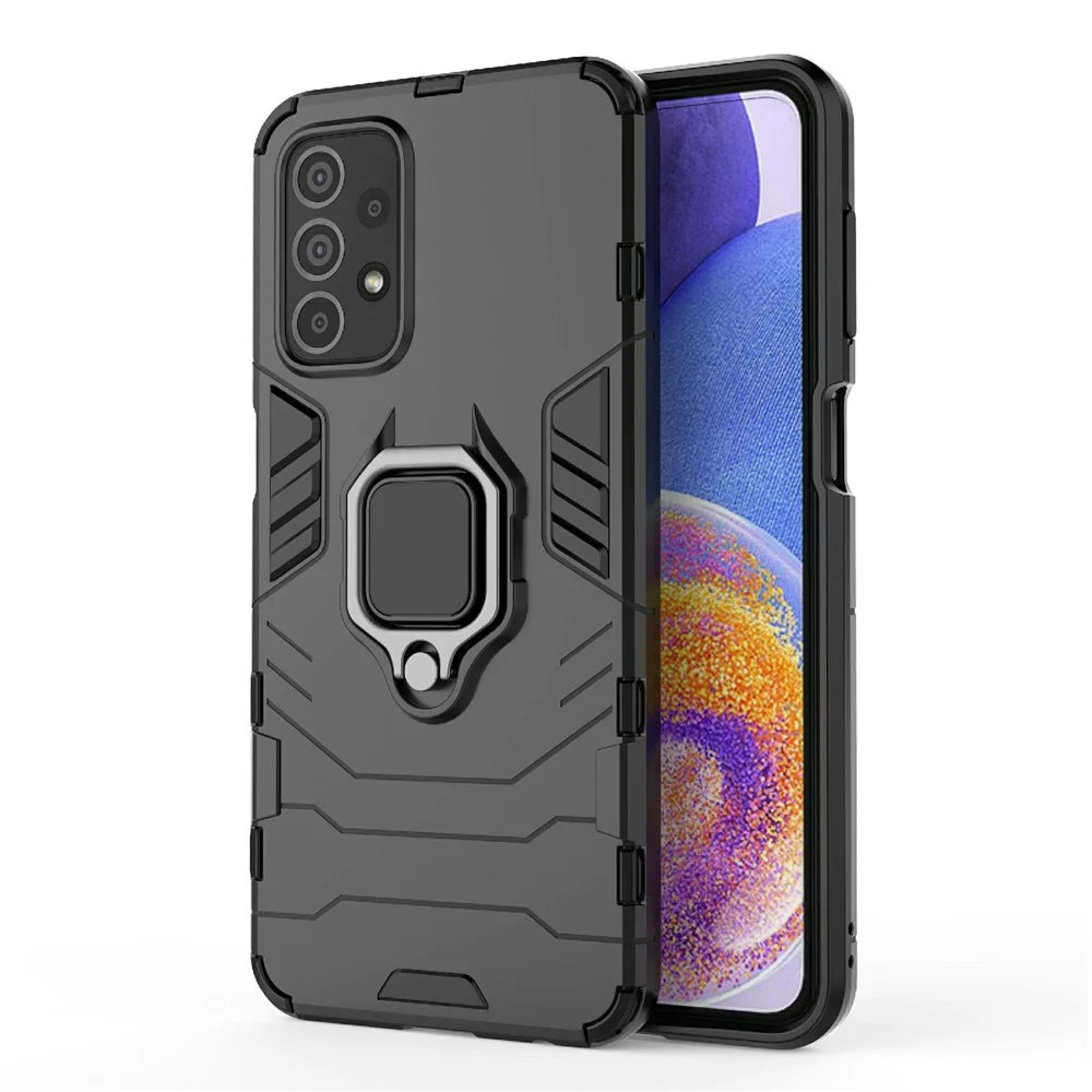 Ring Kickstand Phone Case for Samsung Galaxy A23 4G / 5G (Global Version), Soft TPU + Hard PC Anti-drop Protective Cover - Black - 2