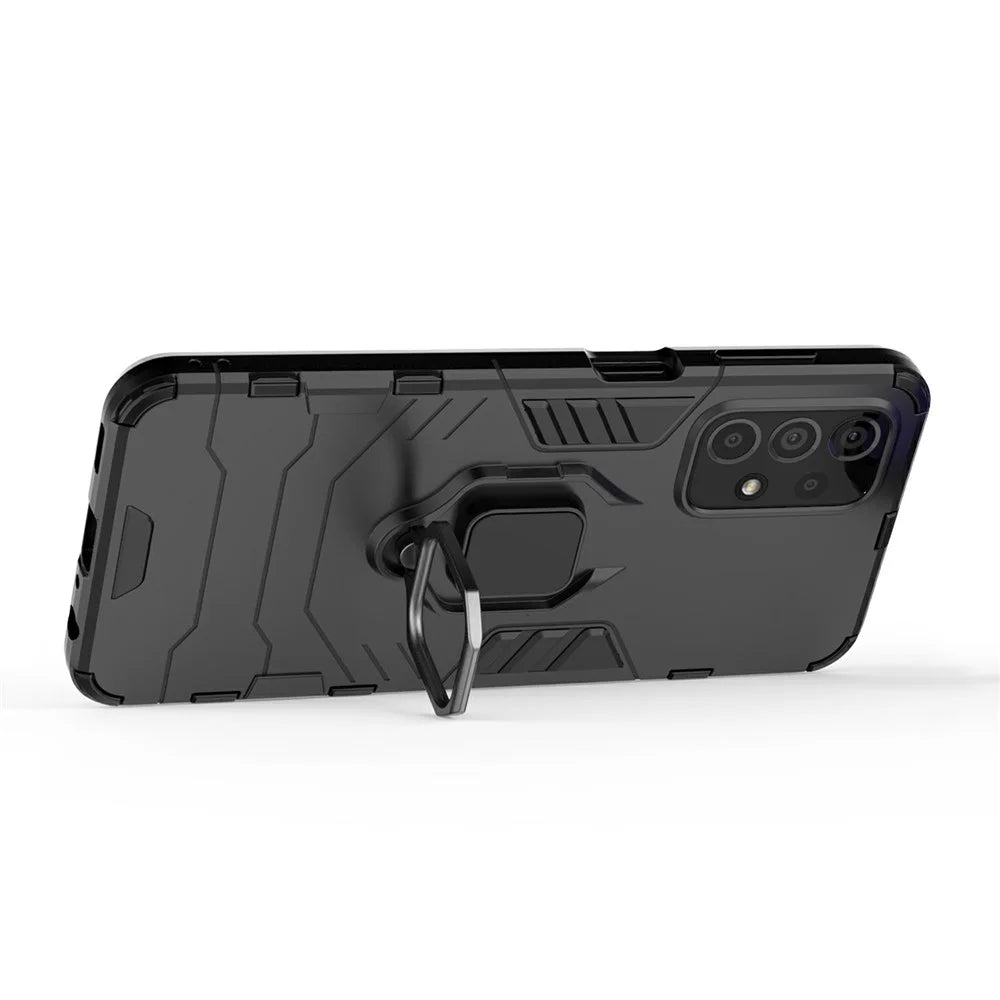 Ring Kickstand Phone Case for Samsung Galaxy A23 4G / 5G (Global Version), Soft TPU + Hard PC Anti-drop Protective Cover - Black - 3