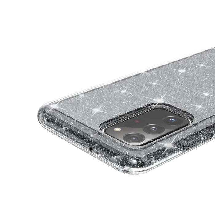 For Samsung Galaxy A03s (165.8mm) (US) Drop-proof Sparkly Clear Glitter Case Hard PC Soft TPU Thickening Design Mobile Phone Shell - Black - 7