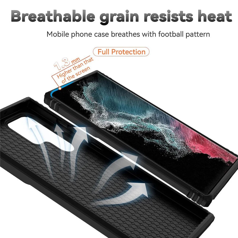 For Samsung Galaxy S22 Ultra 5G Ring Kickstand Back Case TPU+PC Hybrid Phone Cover with Slide Camera Protection - Black - 7