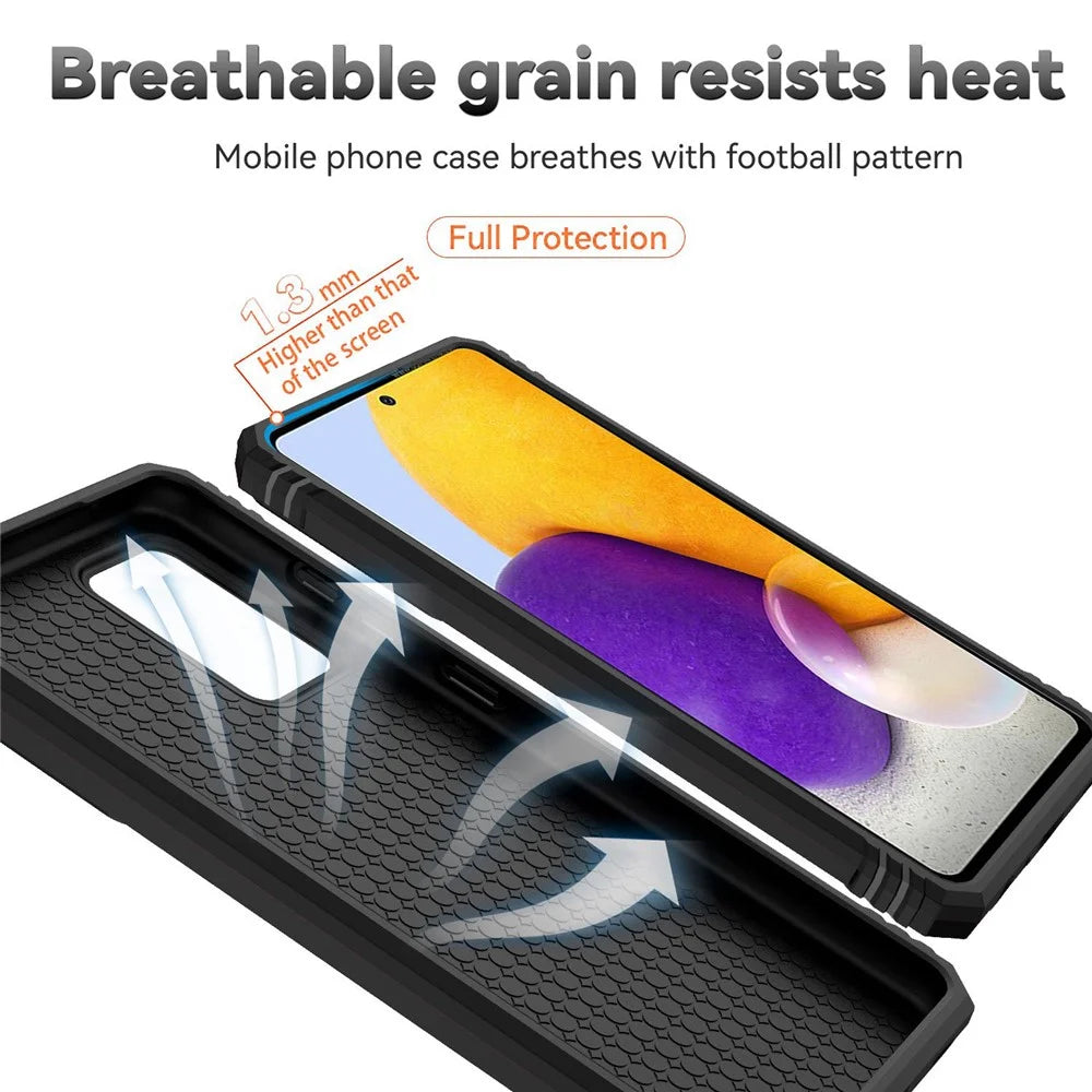 For Samsung Galaxy A52 4G/5G/A52s 5G Slide Camera Protector PC + TPU Phone Case Ring Kickstand Protective Cover - Black - 7
