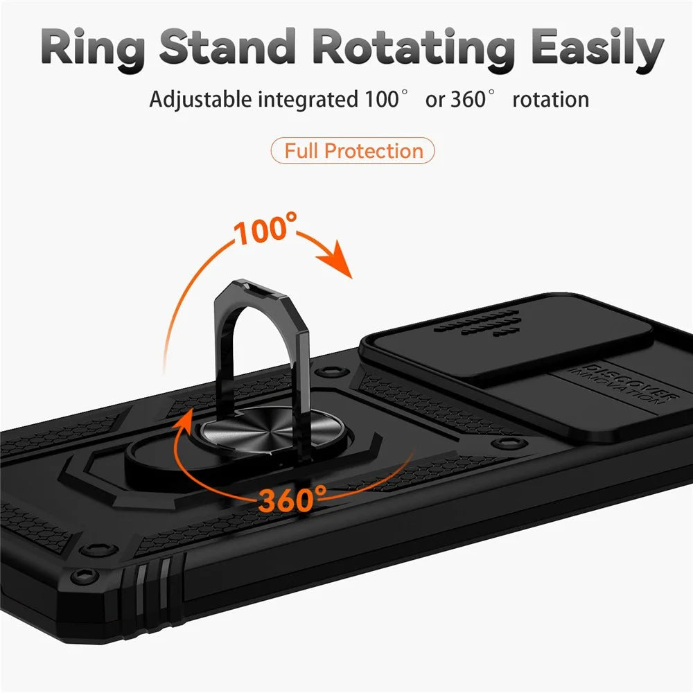 For Samsung Galaxy S20 FE 2022/S20 FE 4G/FE 5G/S20 Lite Slide Camera Protector PC + TPU Case Drop-resistant Kickstand Phone Shell - Black - 6