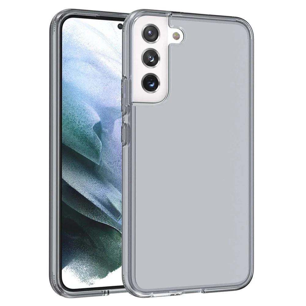 For Samsung Galaxy S21 FE 5G / S21 Fan Edition Clear Crystal Phone Case Shock Absorption Hard PC Soft TPU Protective Cover - Grey - 1