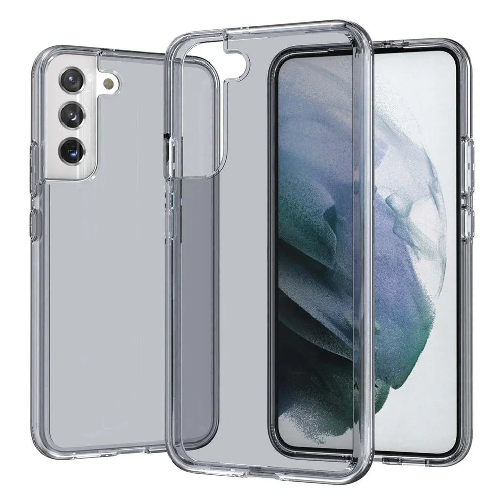 For Samsung Galaxy S21 FE 5G / S21 Fan Edition Clear Crystal Phone Case Shock Absorption Hard PC Soft TPU Protective Cover - Grey - 4