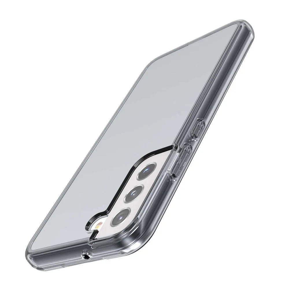 For Samsung Galaxy S21 FE 5G / S21 Fan Edition Clear Crystal Phone Case Shock Absorption Hard PC Soft TPU Protective Cover - Grey - 5