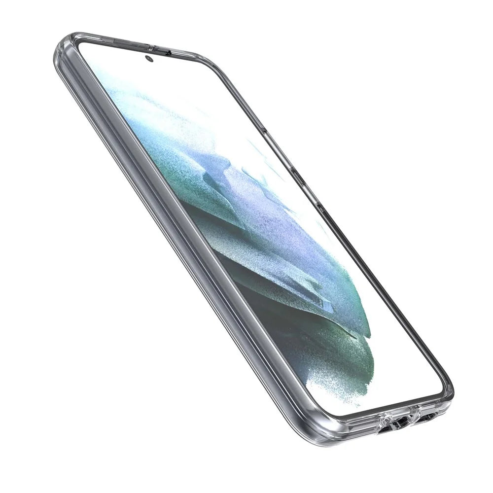 For Samsung Galaxy S21 FE 5G / S21 Fan Edition Clear Crystal Phone Case Shock Absorption Hard PC Soft TPU Protective Cover - Grey - 6