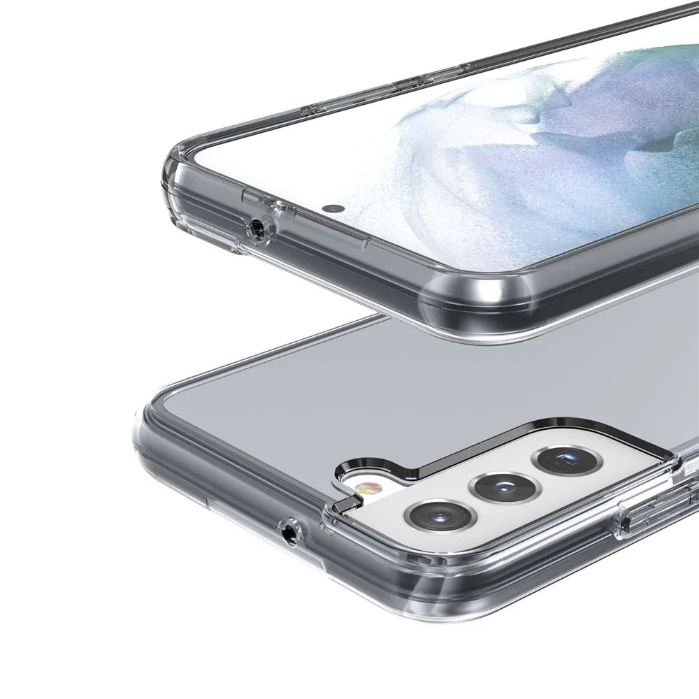 For Samsung Galaxy S21 FE 5G / S21 Fan Edition Clear Crystal Phone Case Shock Absorption Hard PC Soft TPU Protective Cover - Grey - 7