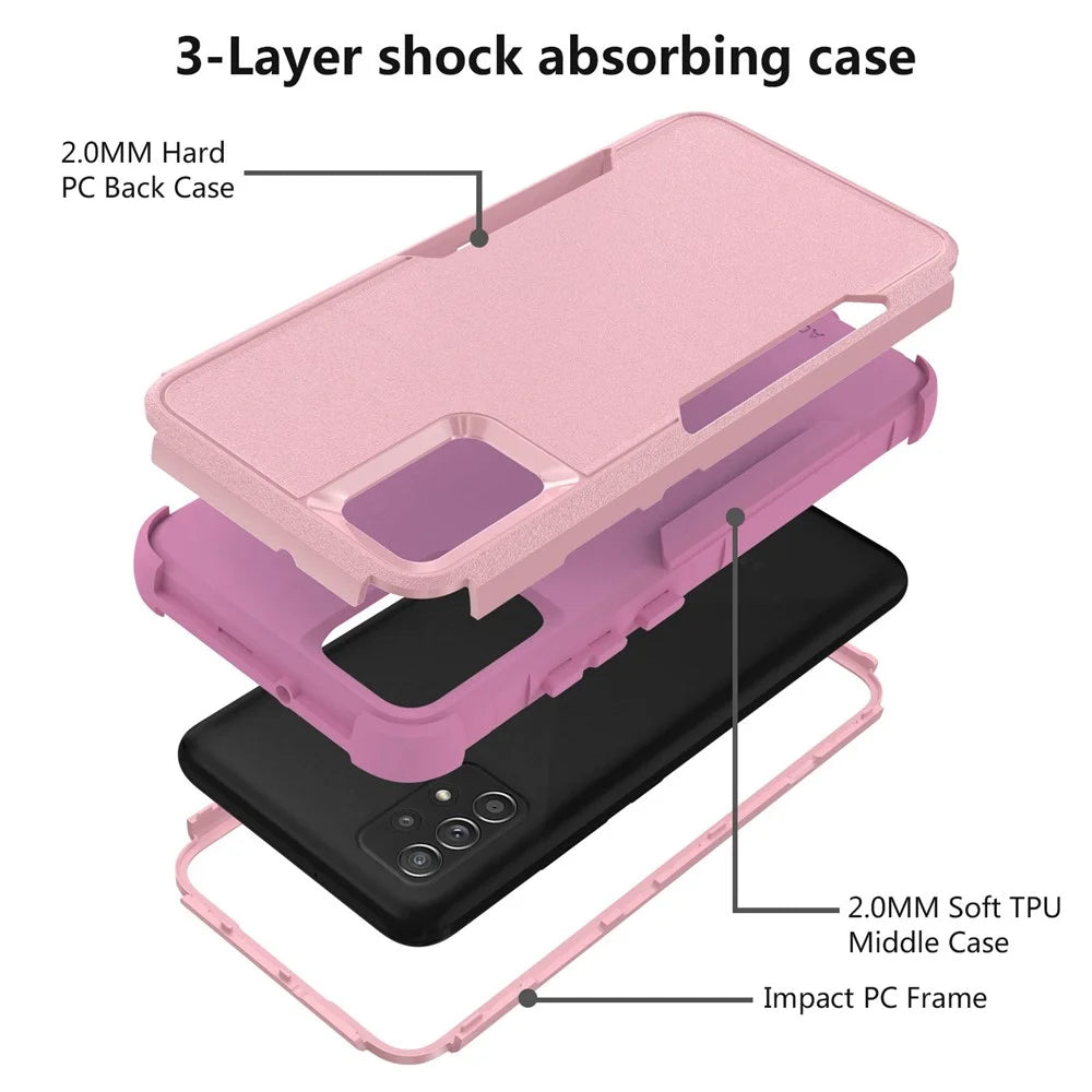 For Samsung Galaxy A52 4G/A52 5G/A52s 5G Commuter Series TPU + PC Phone Back Case Anti-drop Shockproof Cover - Pink - 3