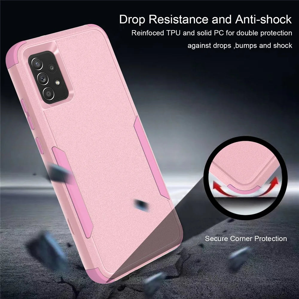 For Samsung Galaxy A52 4G/A52 5G/A52s 5G Commuter Series TPU + PC Phone Back Case Anti-drop Shockproof Cover - Pink - 4