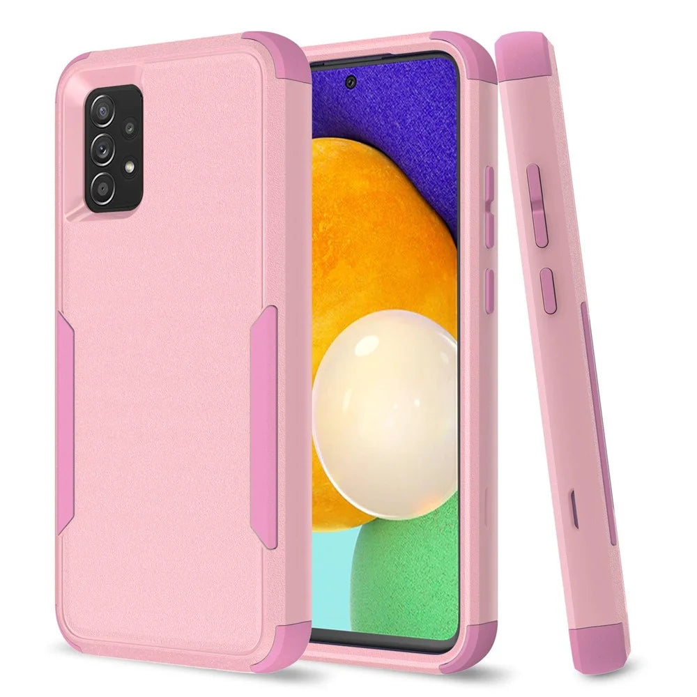 For Samsung Galaxy A52 4G/A52 5G/A52s 5G Commuter Series TPU + PC Phone Back Case Anti-drop Shockproof Cover - Pink - 6