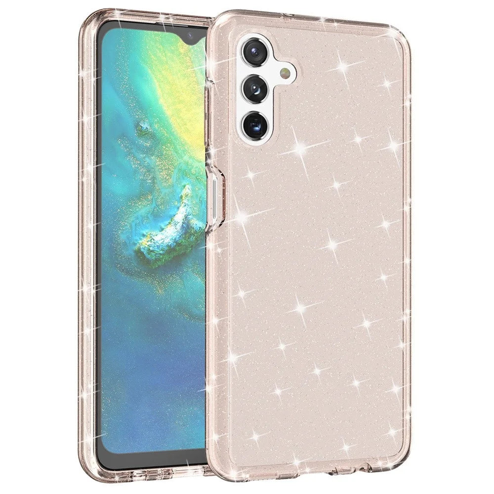 For Samsung Galaxy A13 5G Drop-proof Sparkly Clear Glitter Case Hard PC Soft TPU Thickening Design Mobile Phone Shell - Gold - 1