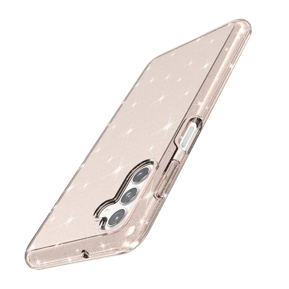 For Samsung Galaxy A13 5G Drop-proof Sparkly Clear Glitter Case Hard PC Soft TPU Thickening Design Mobile Phone Shell - Gold - 3