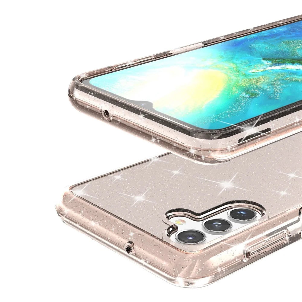 For Samsung Galaxy A13 5G Drop-proof Sparkly Clear Glitter Case Hard PC Soft TPU Thickening Design Mobile Phone Shell - Gold - 4