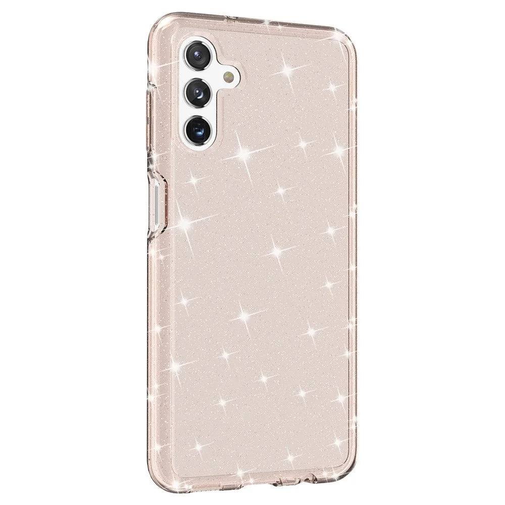 For Samsung Galaxy A13 5G Drop-proof Sparkly Clear Glitter Case Hard PC Soft TPU Thickening Design Mobile Phone Shell - Gold - 6