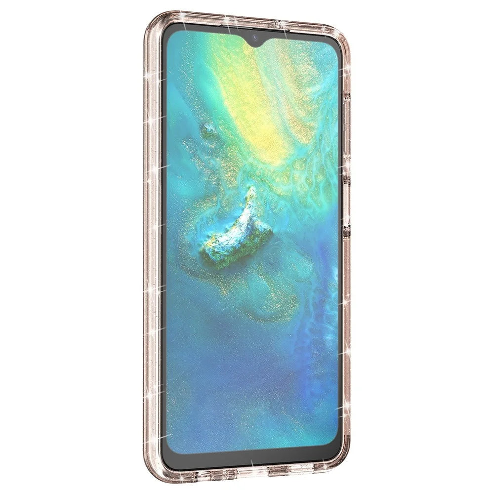 For Samsung Galaxy A13 5G Drop-proof Sparkly Clear Glitter Case Hard PC Soft TPU Thickening Design Mobile Phone Shell - Gold - 7