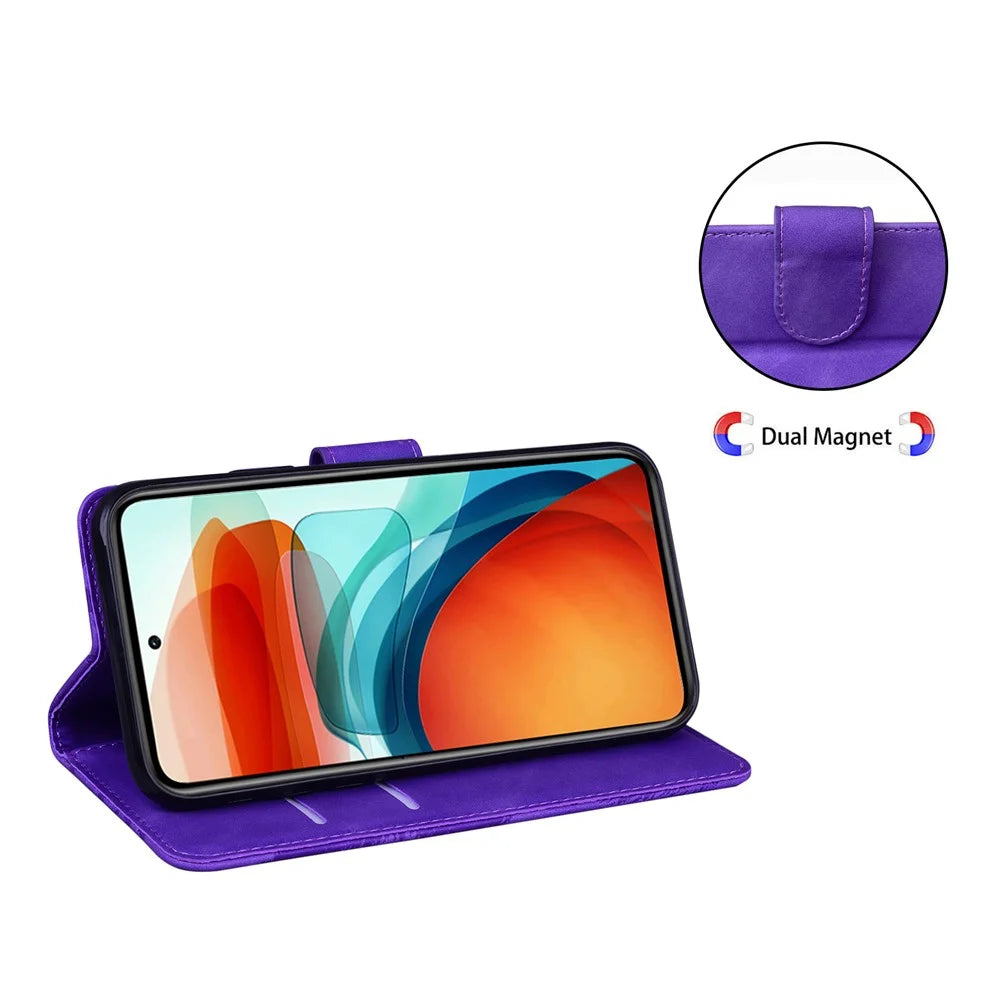 For Samsung Galaxy M23 5G/F23 5G Printed Butterfly Pattern Wallet Case Folding Stand PU Leather Magnetic Protect Flip Cover - Purple - 2