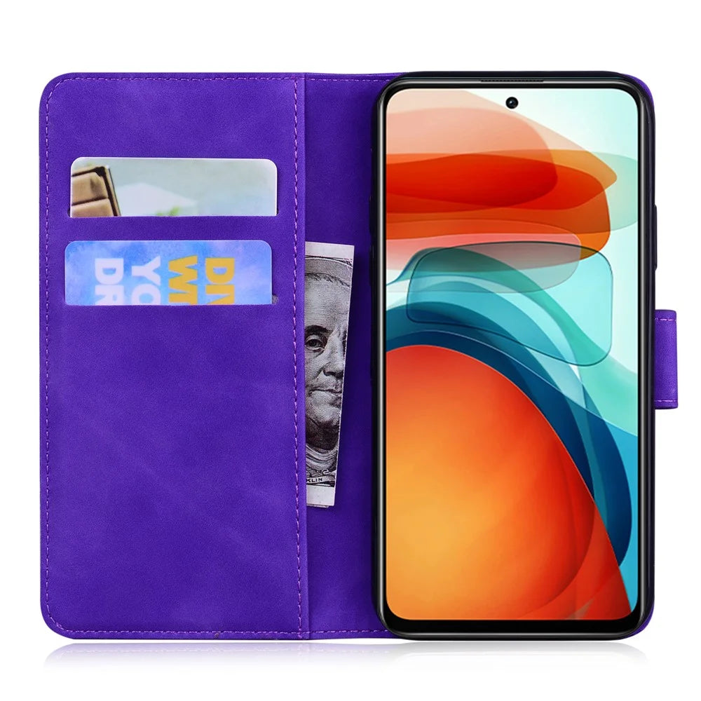 For Samsung Galaxy M23 5G/F23 5G Printed Butterfly Pattern Wallet Case Folding Stand PU Leather Magnetic Protect Flip Cover - Purple - 3