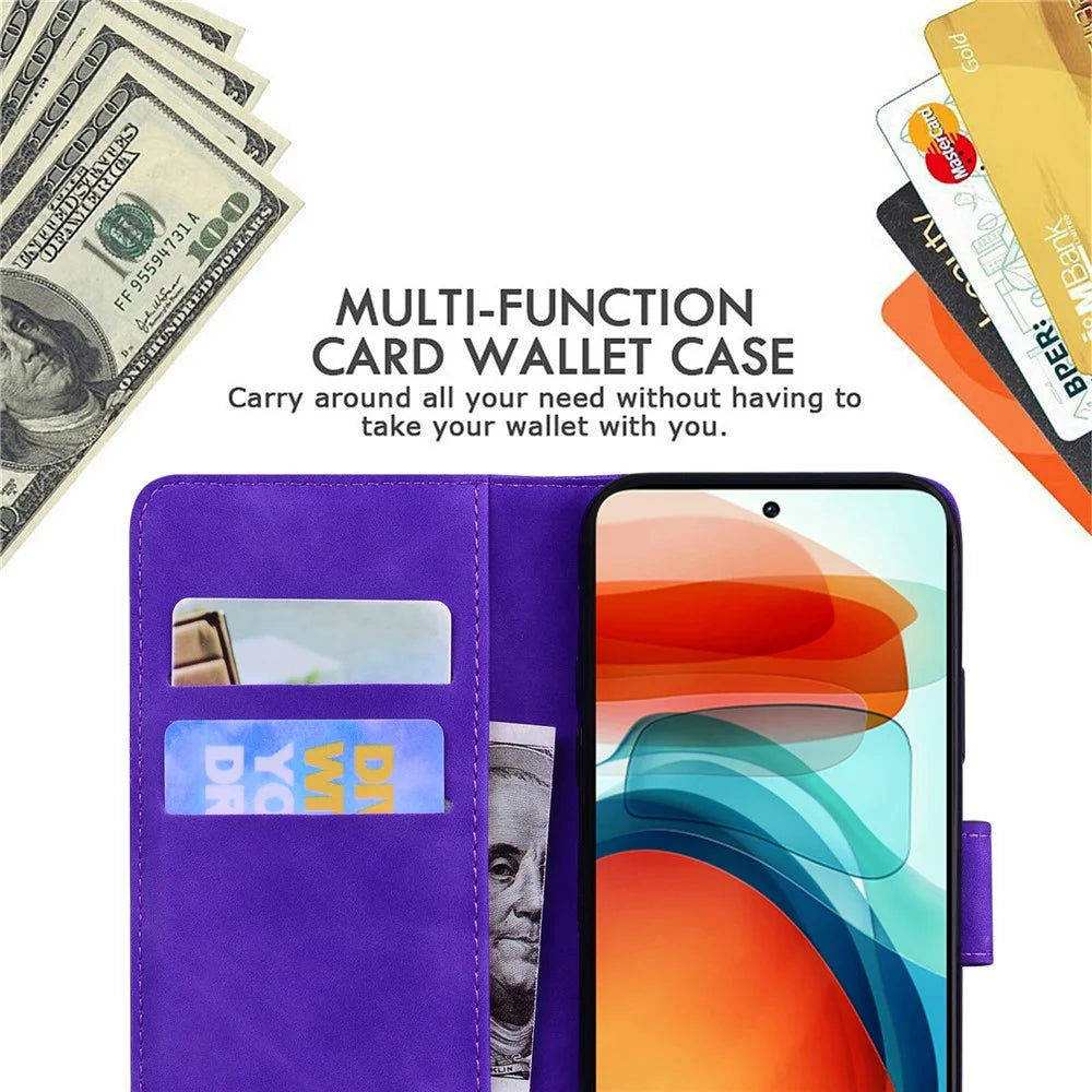 For Samsung Galaxy M23 5G/F23 5G Printed Butterfly Pattern Wallet Case Folding Stand PU Leather Magnetic Protect Flip Cover - Purple - 4