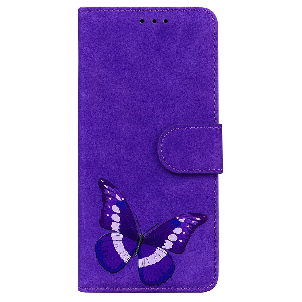 For Samsung Galaxy M23 5G/F23 5G Printed Butterfly Pattern Wallet Case Folding Stand PU Leather Magnetic Protect Flip Cover - Purple - 7