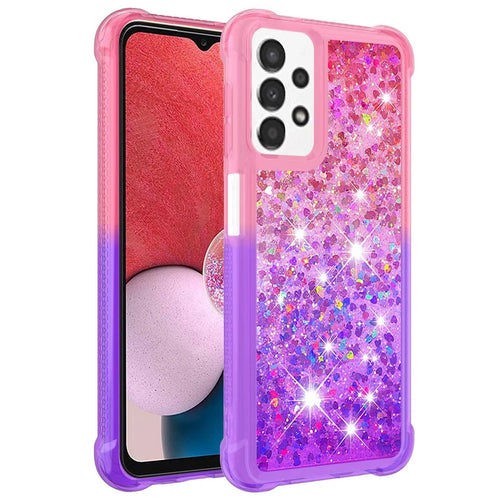 For Samsung Galaxy A13 4G TPU Case Gradient Quicksand Phone Back Cover - Pink / Purple - 1