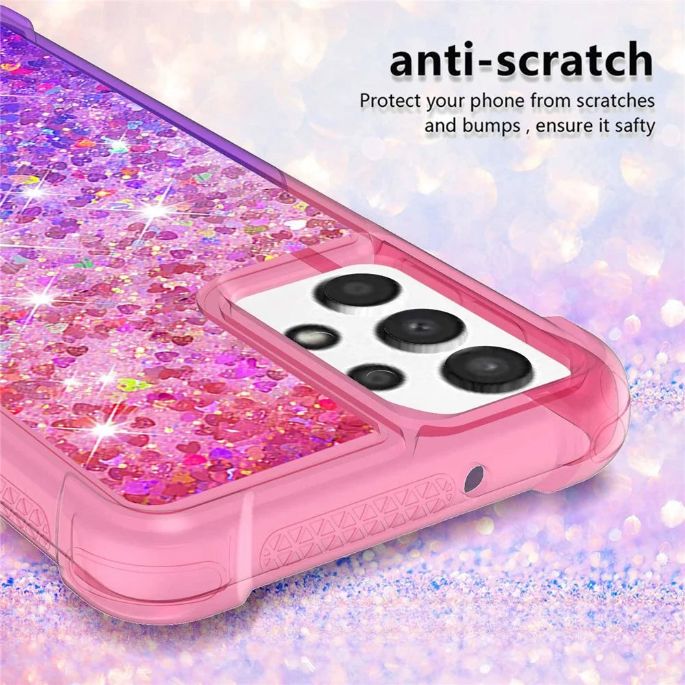 For Samsung Galaxy A13 4G TPU Case Gradient Quicksand Phone Back Cover - Pink / Purple - 2