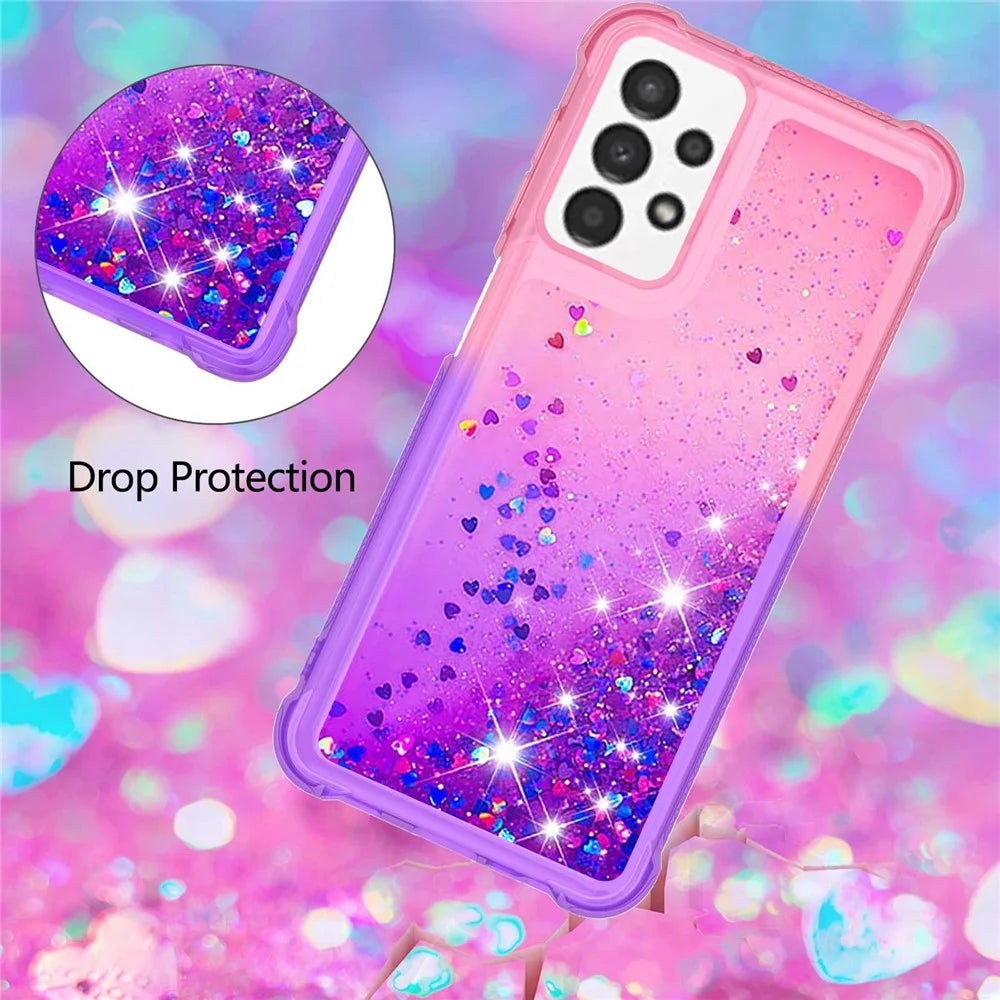 For Samsung Galaxy A13 4G TPU Case Gradient Quicksand Phone Back Cover - Pink / Purple - 3
