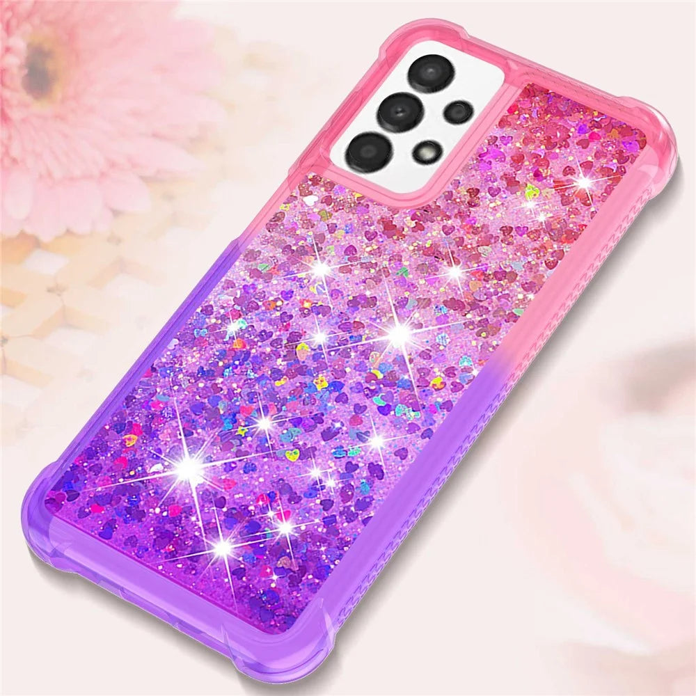 For Samsung Galaxy A13 4G TPU Case Gradient Quicksand Phone Back Cover - Pink / Purple - 4
