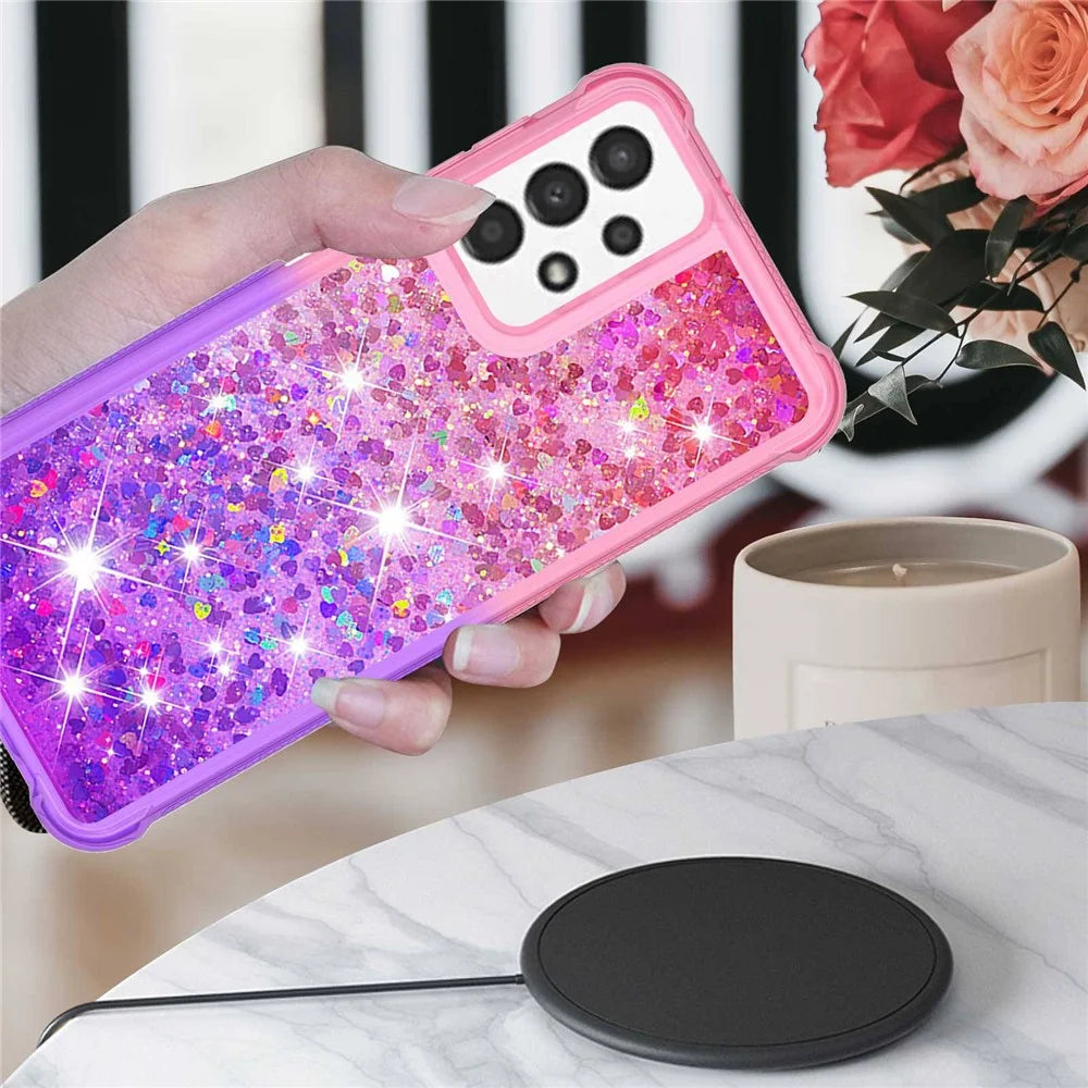 For Samsung Galaxy A13 4G TPU Case Gradient Quicksand Phone Back Cover - Pink / Purple - 6