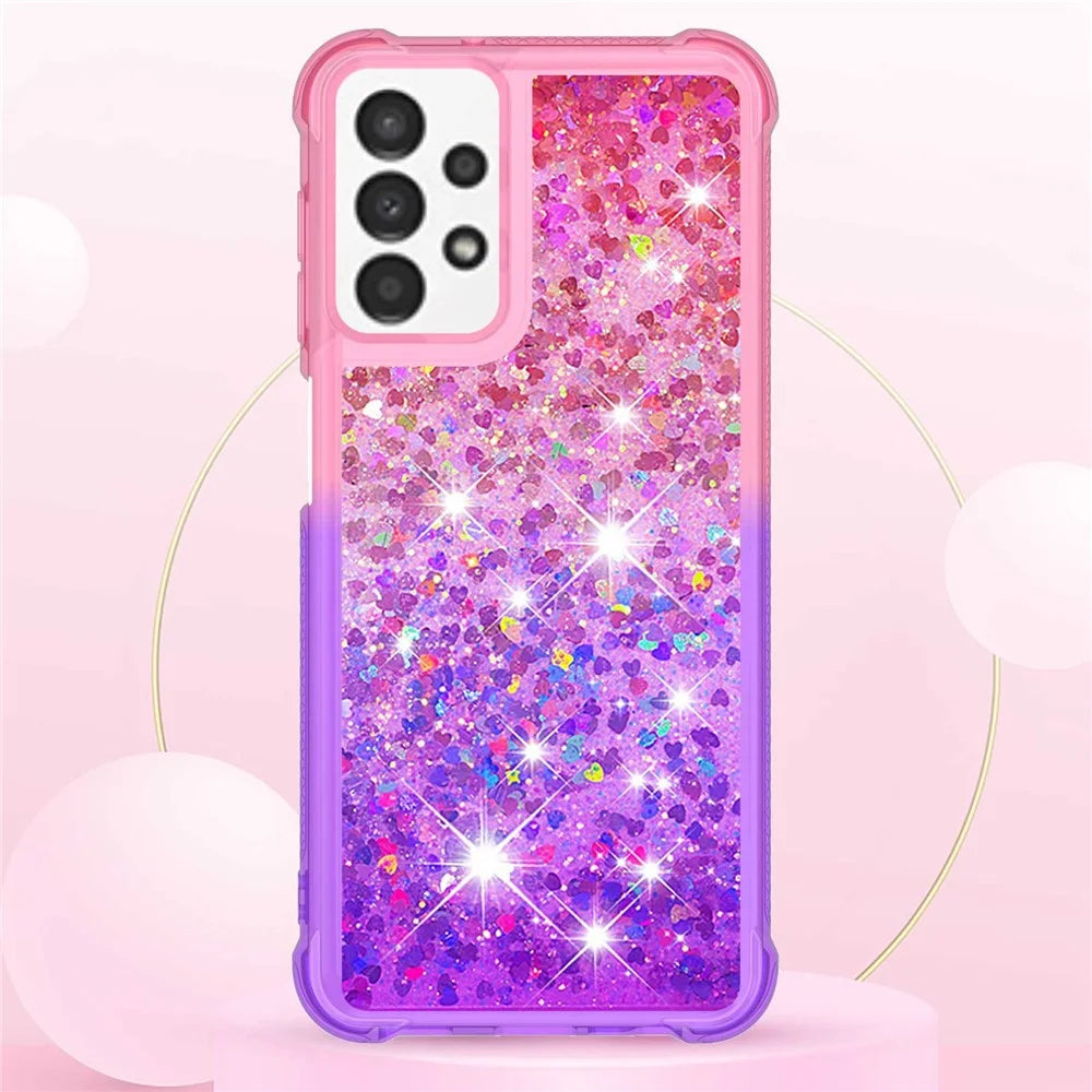 For Samsung Galaxy A13 4G TPU Case Gradient Quicksand Phone Back Cover - Pink / Purple - 7