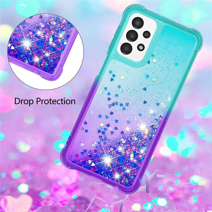 For Samsung Galaxy A23 4G / 5G (Global Version) TPU Case Gradient Quicksand Phone Back Cover - Sky Blue / Purple - 3