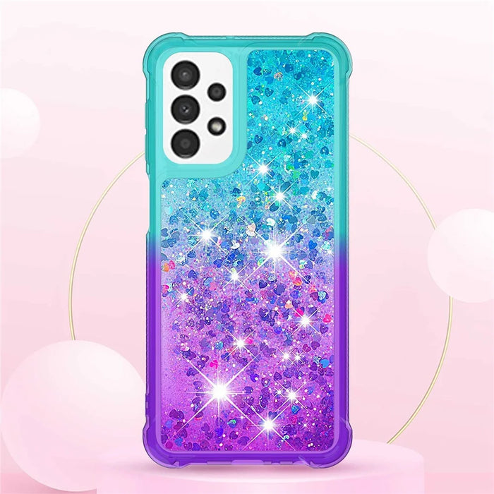 For Samsung Galaxy A23 4G / 5G (Global Version) TPU Case Gradient Quicksand Phone Back Cover - Sky Blue / Purple - 6