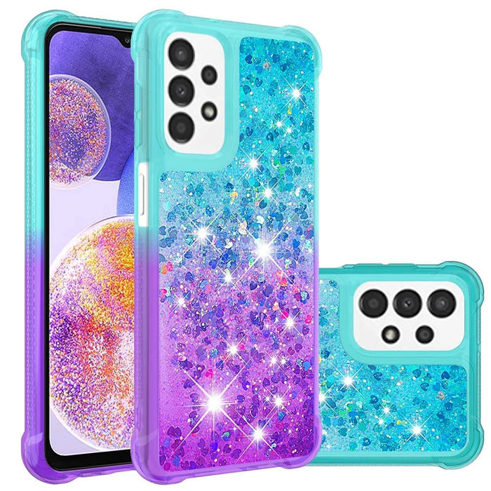 For Samsung Galaxy A23 4G / 5G (Global Version) TPU Case Gradient Quicksand Phone Back Cover - Sky Blue / Purple - 7