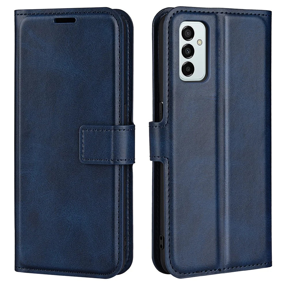 For Samsung Galaxy M23 5G/F23 5G Anti-slip Textured PU Leather Cover Stand Feature Magnetic Closure Shockproof Flip Wallet Case - Blue - 1