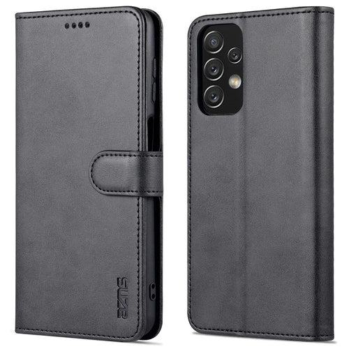 AZNS Shockproof Phone Case for Samsung Galaxy A23 4G / 5G (Global Version) PU Leather Anti-dust Folio Flip Cover Wallet Phone Case with Stand - Black - 1