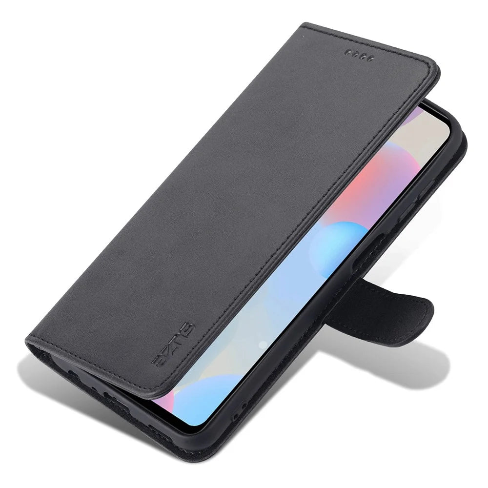 AZNS Shockproof Phone Case for Samsung Galaxy A23 4G / 5G (Global Version) PU Leather Anti-dust Folio Flip Cover Wallet Phone Case with Stand - Black - 5