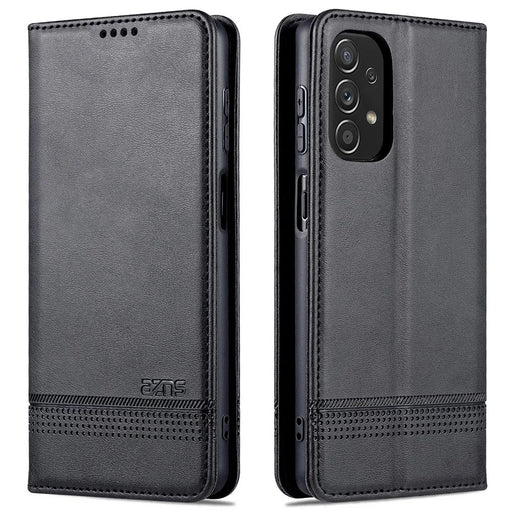 AZNS Wallet Phone Case for Samsung Galaxy A23 4G / 5G (Global Version) PU Leather Folio Flip Cover Magnetic Closure Textured Phone Protector with Stand - Black - 1