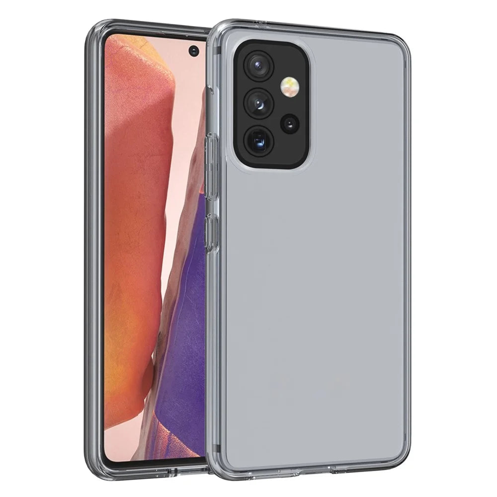 For Samsung Galaxy A33 5G Thicken Clear Phone Case Hard PC + Soft TPU Anti-Scratch Protective Cover - Transparent Grey - 1