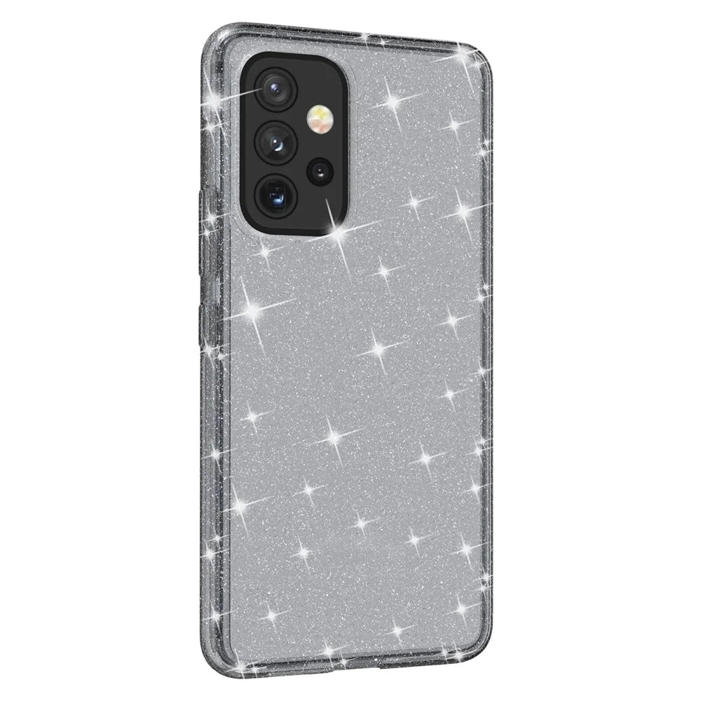For Samsung Galaxy A33 5G Clear Glitter Case Hard PC + Soft TPU Thicken Drop-proof Mobile Phone Cover - Grey - 2