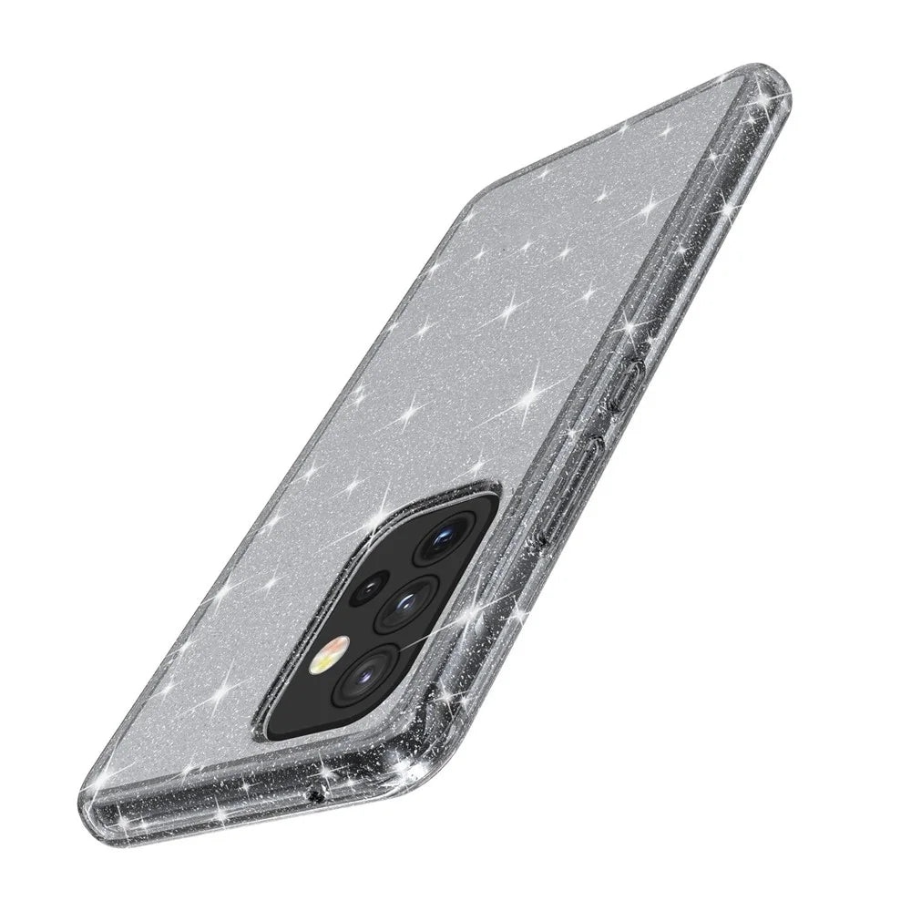 For Samsung Galaxy A33 5G Clear Glitter Case Hard PC + Soft TPU Thicken Drop-proof Mobile Phone Cover - Grey - 6