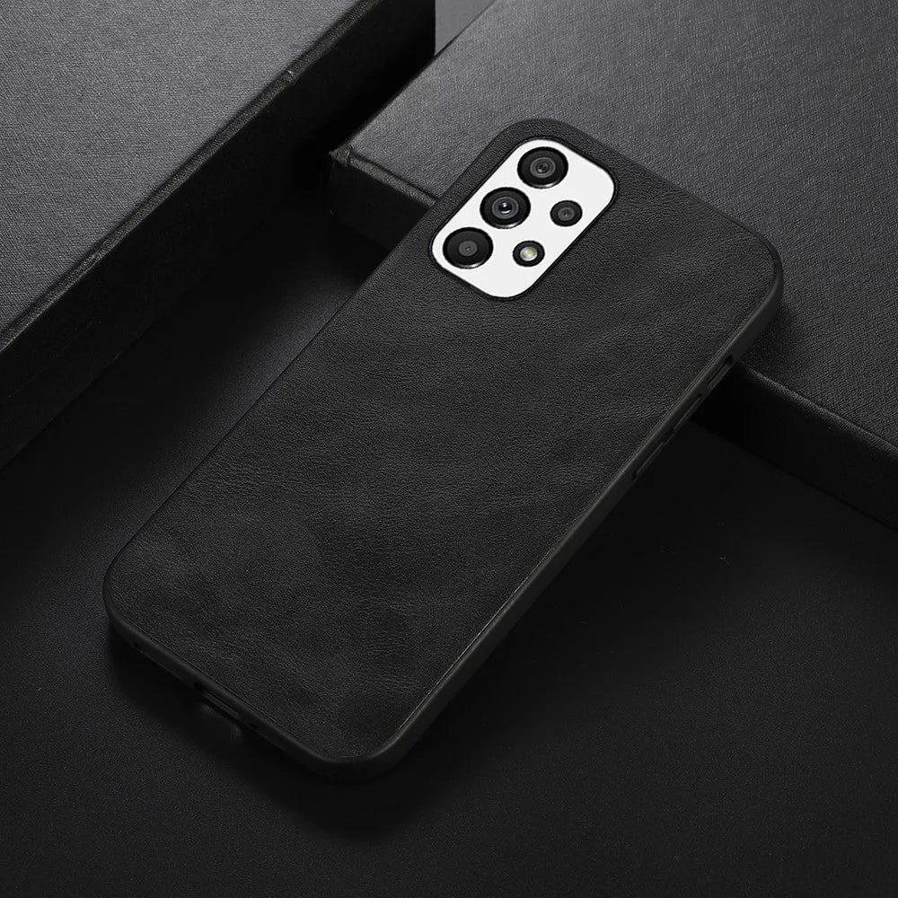 For Samsung Galaxy A33 5G Anti-scratch Phone Case Textured PU Leather Coated PC + TPU Protective Cover - Black - 2