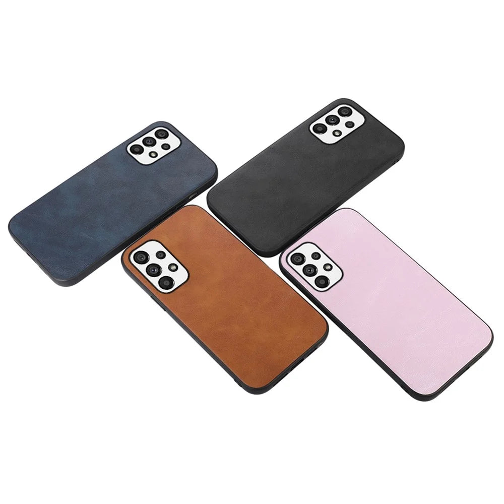 For Samsung Galaxy A33 5G Anti-scratch Phone Case Textured PU Leather Coated PC + TPU Protective Cover - Black - 3