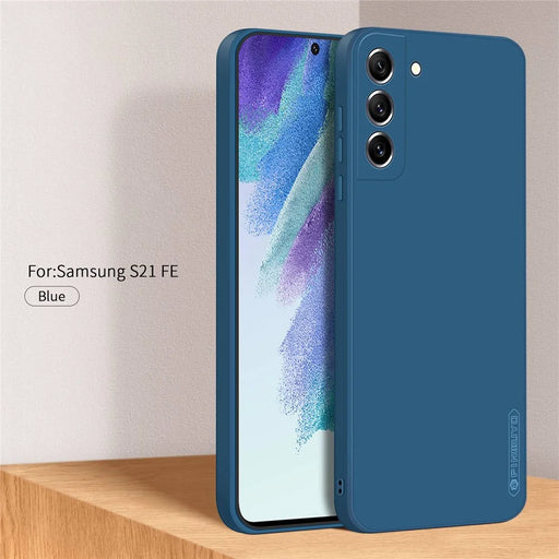 PINWUYO Soft TPU Phone Case for Samsung Galaxy S21 FE 5G, Precise Cutout Anti-Scratch Protective Phone Cover - Blue - 2