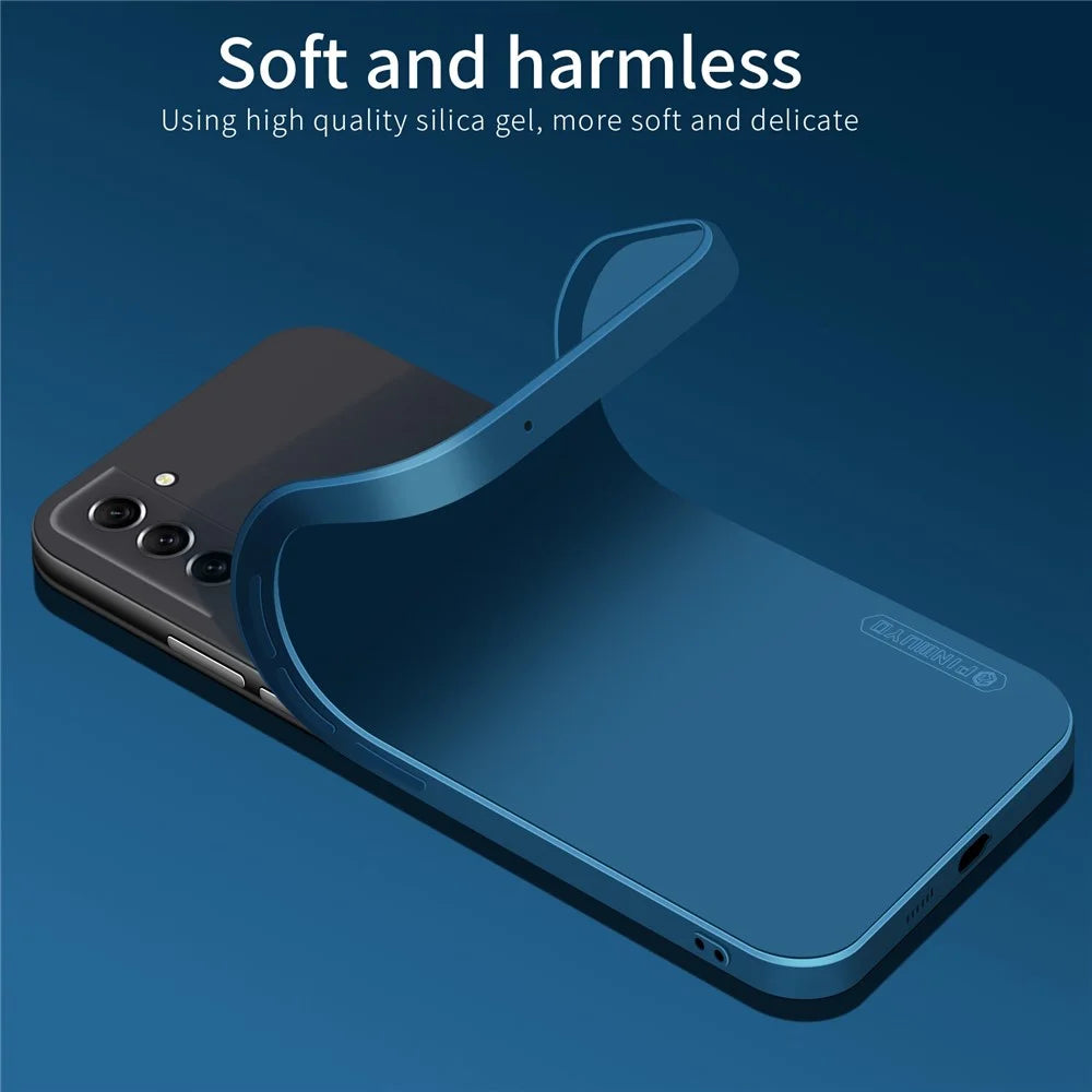 PINWUYO Soft TPU Phone Case for Samsung Galaxy S21 FE 5G, Precise Cutout Anti-Scratch Protective Phone Cover - Blue - 5