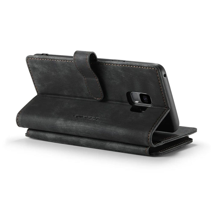 For Samsung Galaxy S9 Phone Cases with Strap CASEME C30 Zipper Multiple Card Holder PU Leather Cover - Black - 3